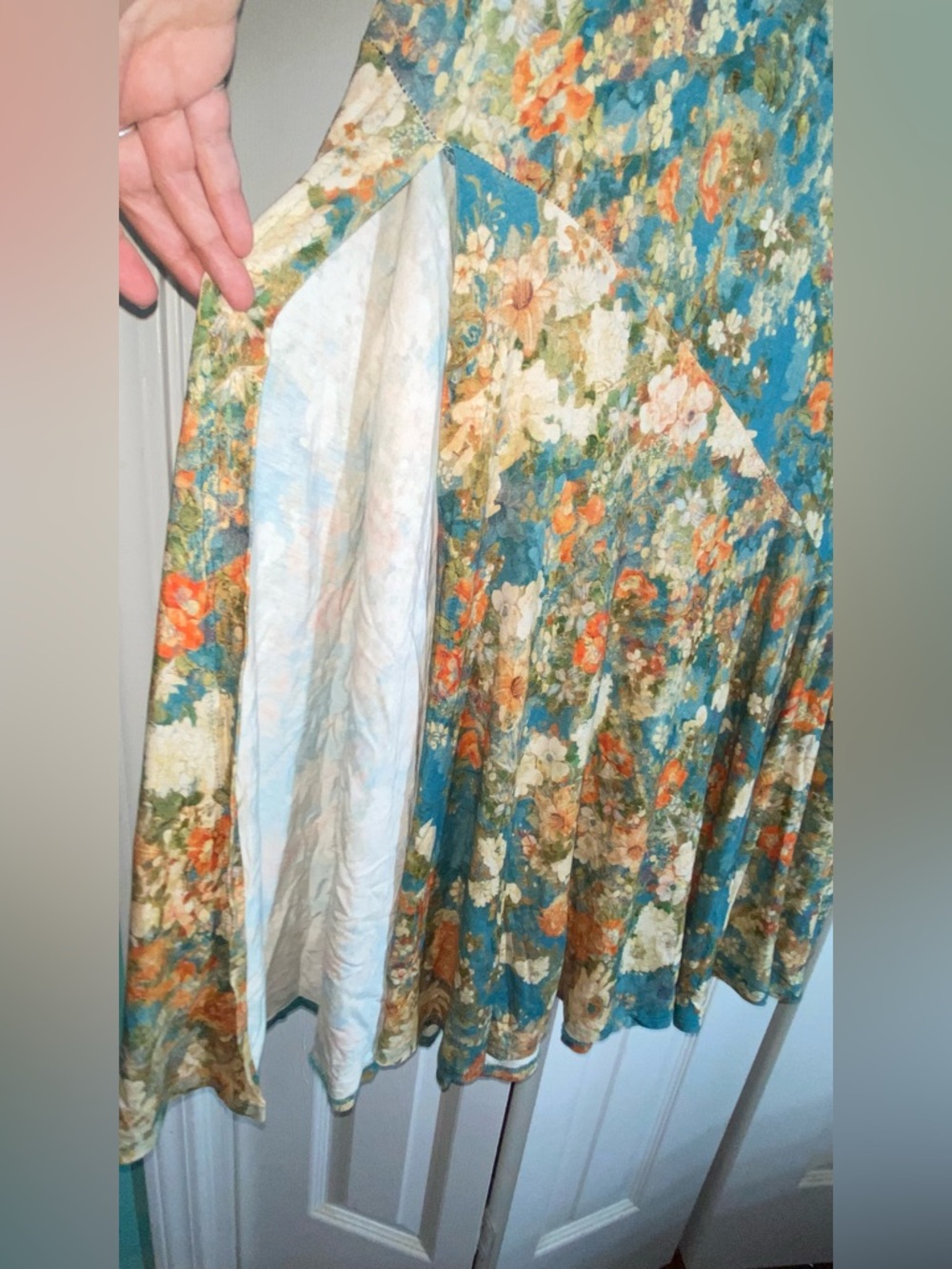 Peruvian Connection Long Maxi Floral Skirt XL Side Slit  AA19 - Picture 2 of 7